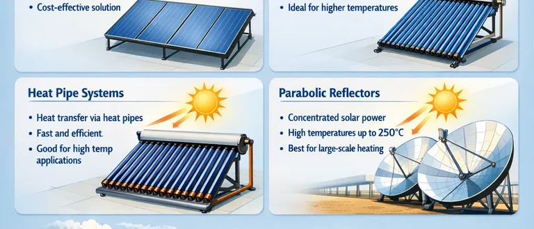 Solar Thermal Technologies Explained: FPC, ETC, Heat Pipe & Reflector Systems for Industrial Applications