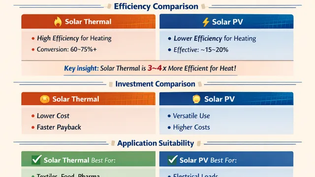 Solar Thermal vs Solar Photovoltaic for Industrial Process Heating: Efficiency and Investment Perspective